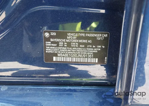 2018 BMW 320I from USA, damaged, VIN WBA8E1G50JNU91361